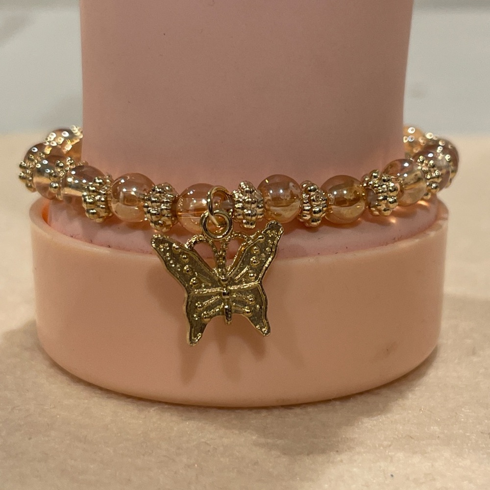 Gold and Blue Butterfly Charm Bracelet Set - Picture 5 of 5